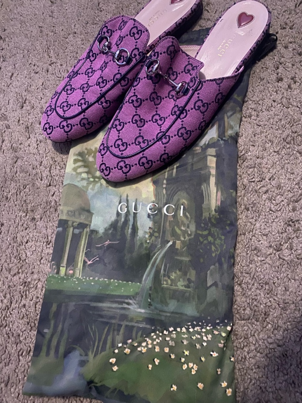 Gucci Lilac GG Canvas Slip-On Mule with Silver Horsebit - Picture 2 of 2